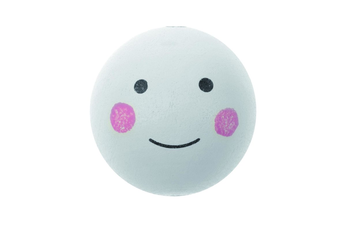 Houten ballen, geboord, gezicht beschilderd 2,5cm Stk